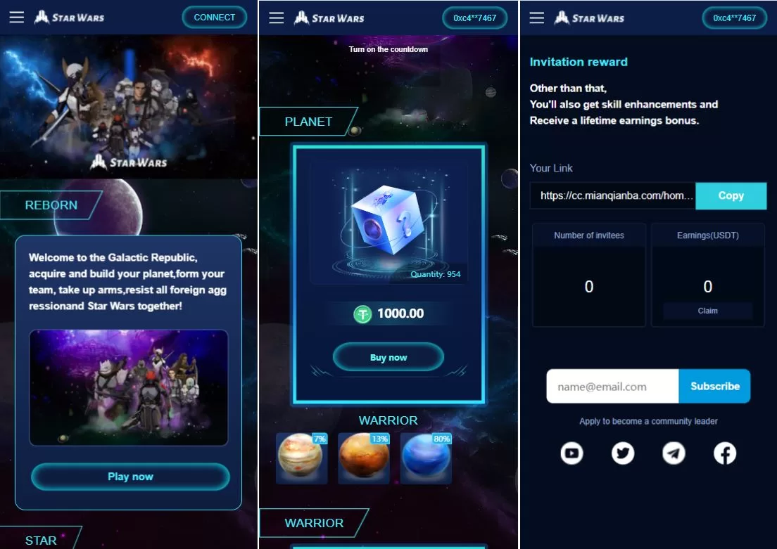【英文版星球大战区块链源码】锁仓挖矿/挖矿投资系统/MetaMask登录-精品海外源码